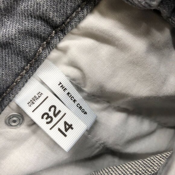 Loft Kick Crop Jeans Womens 14 / 32 Gray Raw Hem Stretch High Rise - Picture 10 of 11